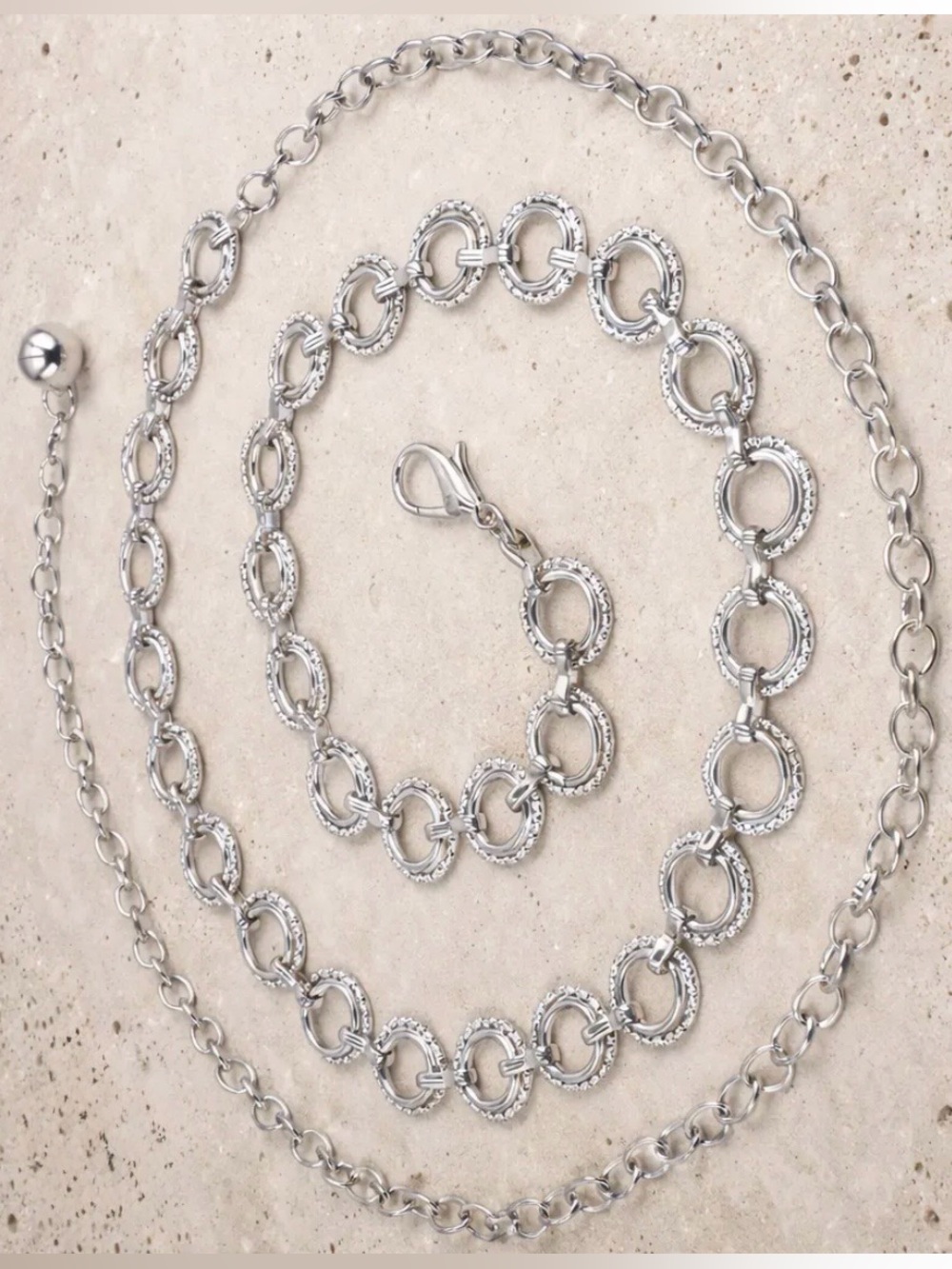 42 inch Silver Double Circle Chain Belt